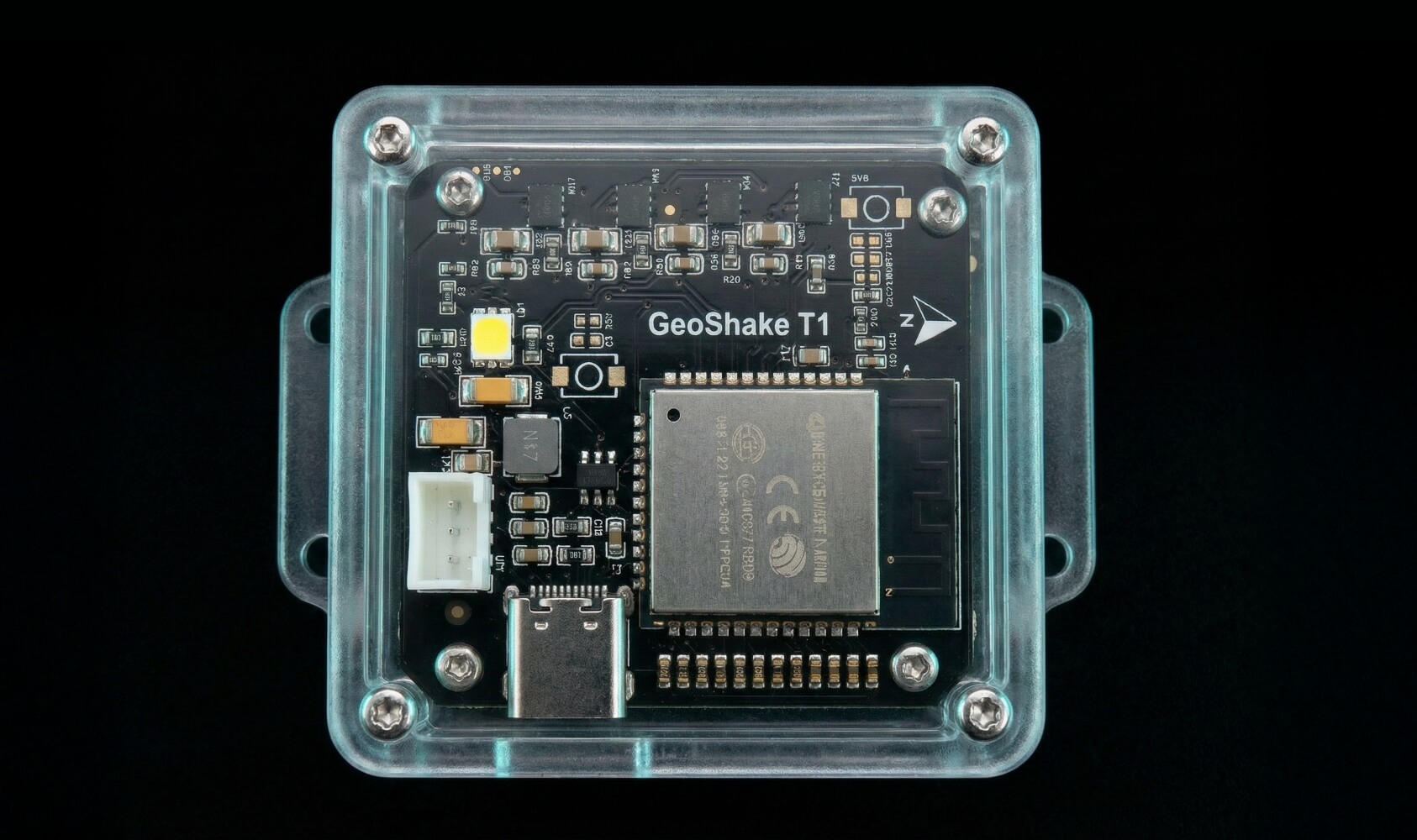 GeoShake T1 side view showing USB-C port